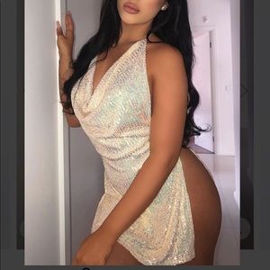 Fashionnova Gold Sequin sexy mini dress